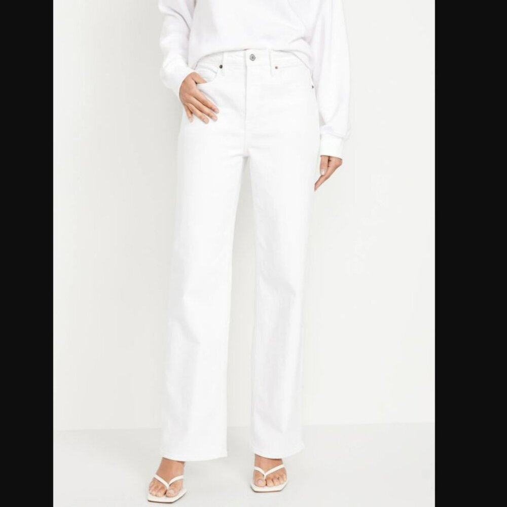Old Navy | Extra High-Waisted Sky-Hi Wide-Leg Jeans | White, 12 Tall
